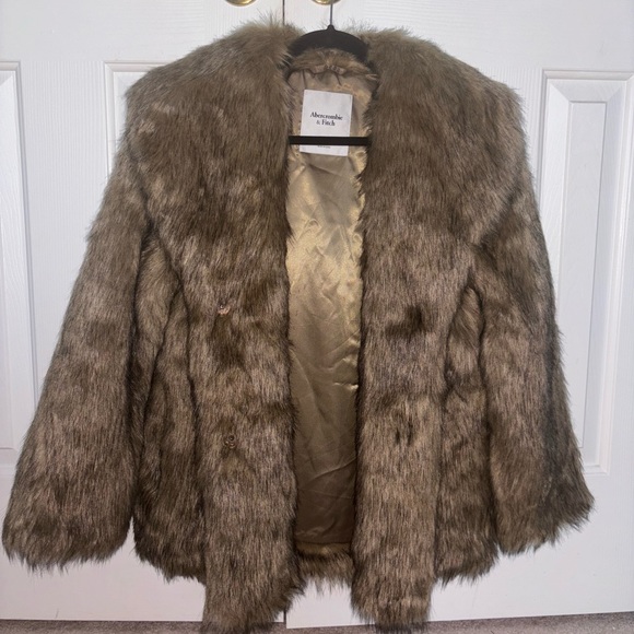 Abercrombie Faux Fur Coat in Brown - Picture 1 of 4
